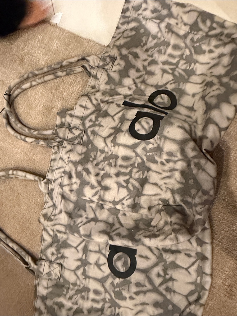 2 Alo Gray Tie-Dye Tote Bags with Logo